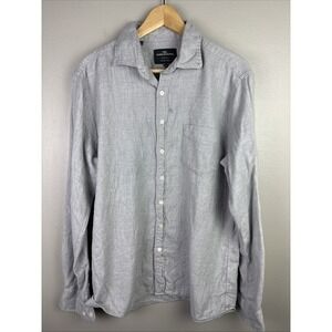 rodd and gunn button Down shirt Size XL Sports Fit Gray Herringbone Italian